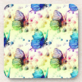 Papillons d'aquarelle Dessous de verre à dos de li (Devant)