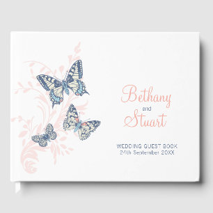Papillons d'art mariage corail livre d'or