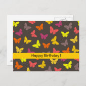 Papillons d'automne Carte postale Anniversaire (Devant / Derrière)