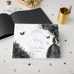 Papillons de la robe Rose noire Silver Quinceañera