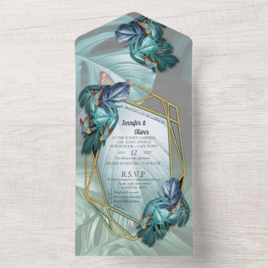 Papillons de Paradis Faire-Part de Mariage Tout-en (À l'intérieur)