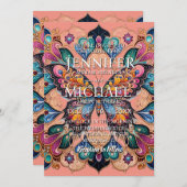 Papillons de pêche Invitations de mariage classiqu (Devant / Derrière)