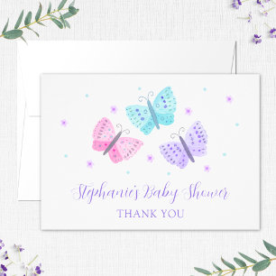 Papillons d'eau rose violet Baby shower Merci