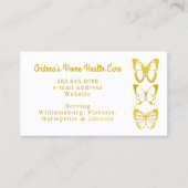 Papillons d'or Cartes de visite de soins de santé  (Devant)