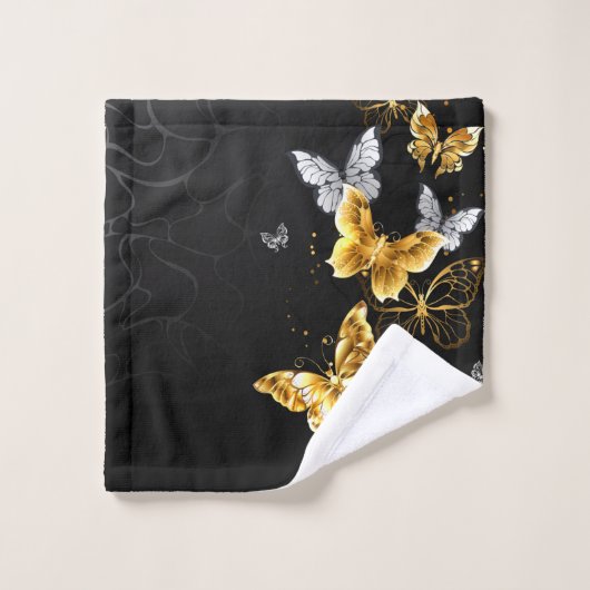 Papillons d'or et de blanc (Gant de toilette)