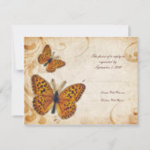Papillons d'or Mariage Vintage RSVP (Devant)