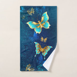 Papillons d'or sur un Arrière - plan bleu