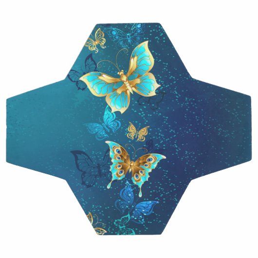 Papillons d'or sur un Arrière - plan bleu (Plat)