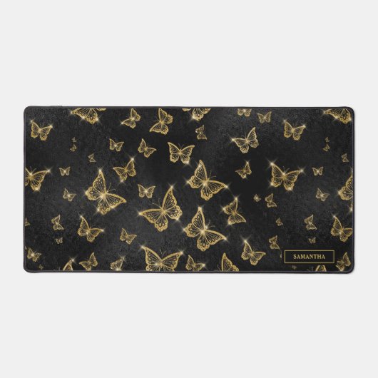 Papillons dorés Motif Monogramme personnalisé Glit (Recto)