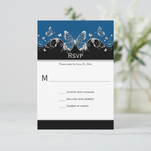 Papillons en argent noir orange RSVP (Debout devant)
