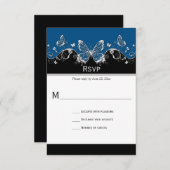 Papillons en argent noir orange RSVP (Devant / Derrière)