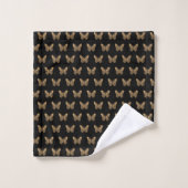 Papillons en or noir motif script de nom (Gant de toilette)