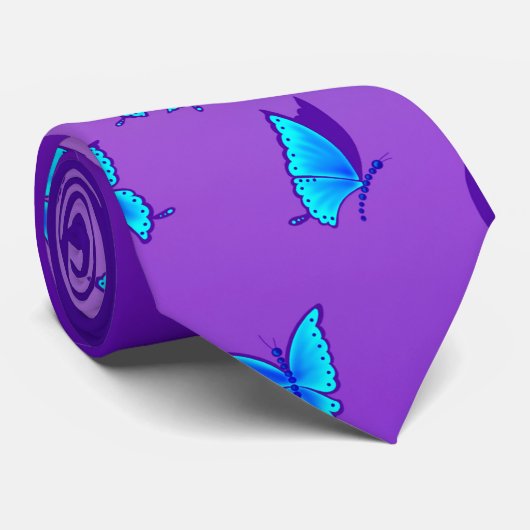 Papillons enchantés Cravate bleu foncé (Roulé)