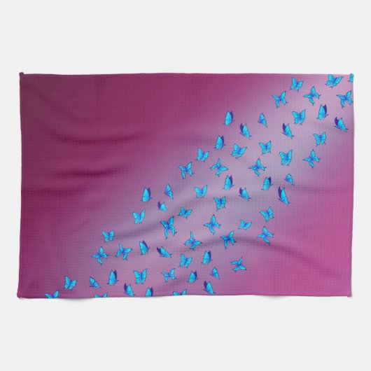 Papillons enchantés Serviette de thé rose (Horizontal)