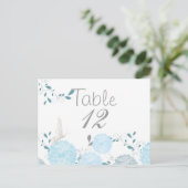 Papillons et Chrysanthèmes Bleus Carte Table (Debout devant)