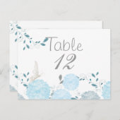 Papillons et Chrysanthèmes Bleus Carte Table (Devant / Derrière)