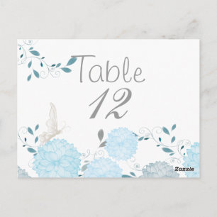 Papillons et Chrysanthèmes Bleus Carte Table