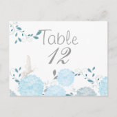 Papillons et Chrysanthèmes Bleus Carte Table (Devant)