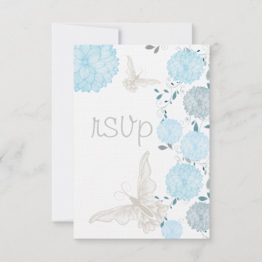 Papillons et chrysanthèmes bleus RSVP (Devant)