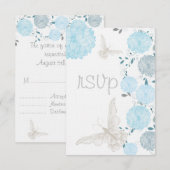 Papillons et chrysanthèmes bleus RSVP (Devant / Derrière)