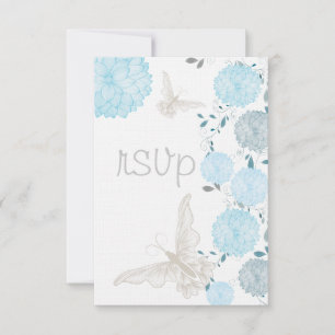 Papillons et chrysanthèmes bleus RSVP