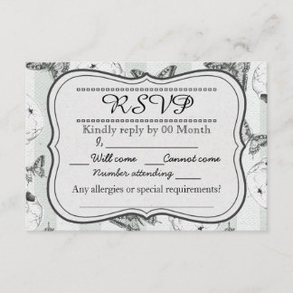 Papillons et crânes carte RSVP