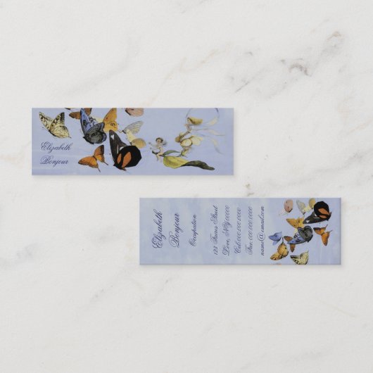 Papillons et fées ~ Cartes de visite minces (Devant / Derrière)