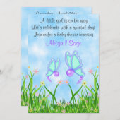 Papillons et fleurs Baby shower Invitation ~ Fille (Devant / Derrière)