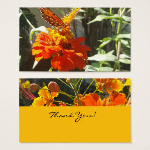 Papillons et fleurs carte de remerciements