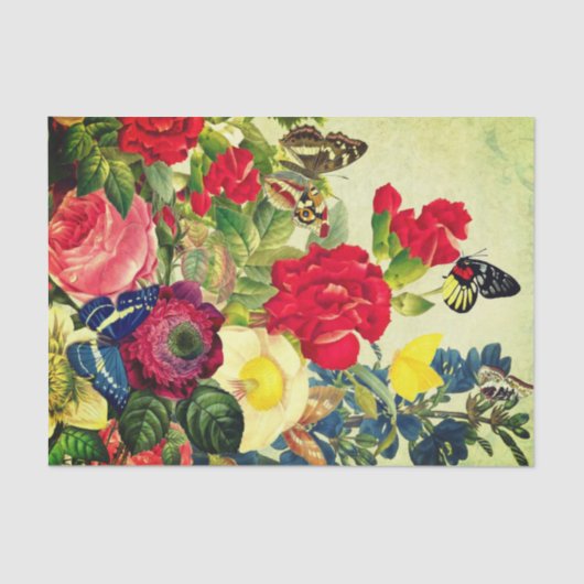 Papillons et fleurs de papier de soie de soie (Recto)