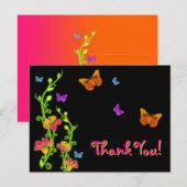 Papillons et fleurs en néon Merci carte postale (Devant / Derrière)