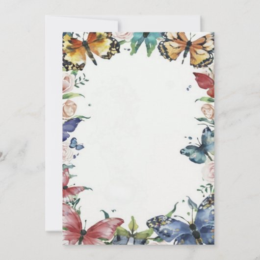 Papillons et fleurs Invitation fête d'anniversaire (Dos)
