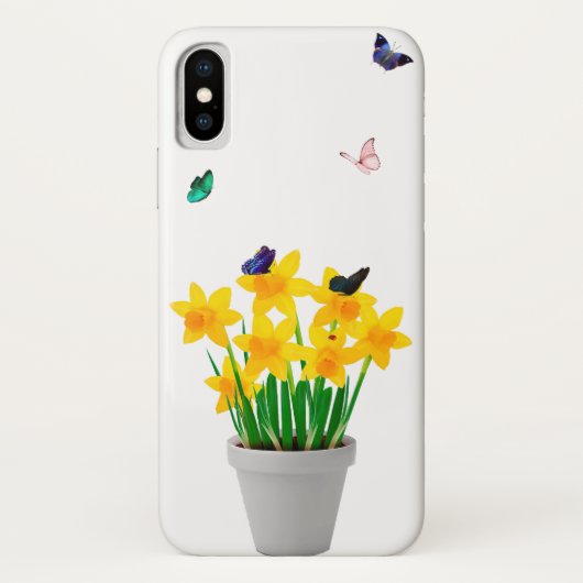 Papillons et fleurs iPhone X Coque (Dos)