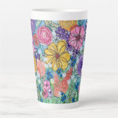 Papillons et fleurs Latte Mug (Devant)