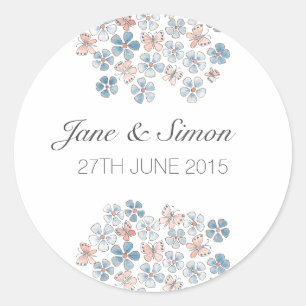 Papillons et fleurs Stickers Mariage Floral
