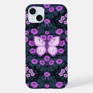 Papillons et fleurs symétrie, violet et bleu