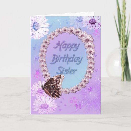 Papillons et marguerites Carte d'anniversaire pour (Devant)