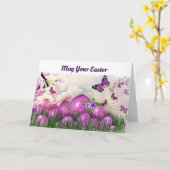 Papillons Et Oeufs Carte De Voeux Pâques (Fleur jaune)