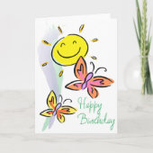 Papillons et Sunshine Carte BIrthday (Devant)