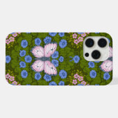 Papillons et symétrie des fleurs, bleu et rose (Verso Horizontal)