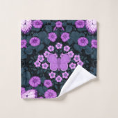 Papillons et symétrie des fleurs, violet et bleu (Gant de toilette)