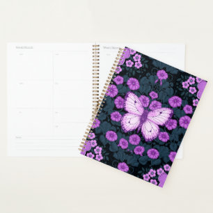 Papillons et symétrie des fleurs, violet et bleu