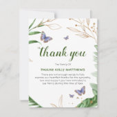 Papillons et verdure | Merci funéraire (Devant)