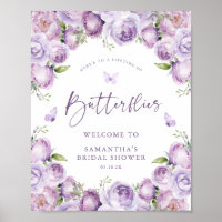Papillons Fête des mariées violet Affiche de bienv