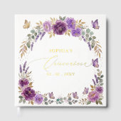 Papillons Fleuris Or Violet Quinceañera (Recto)