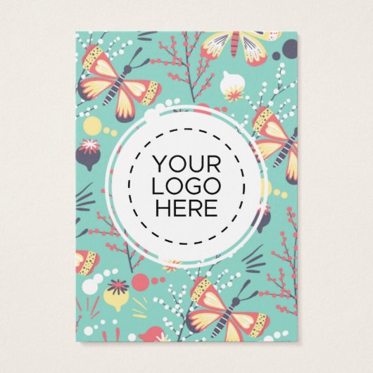 Papillons Fleurs Motif de l'oreille Carte d'affich (Dos)