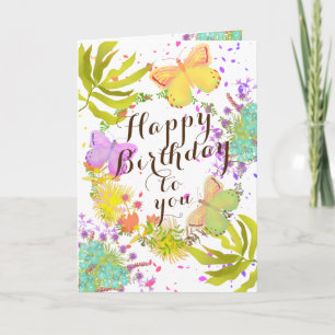 Papillons floraux Anniversaire. Carte