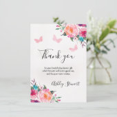 Papillons floraux Baby shower Carte de remerciemen (Debout devant)
