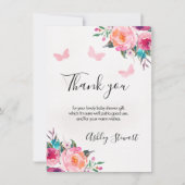 Papillons floraux Baby shower Carte de remerciemen (Devant)