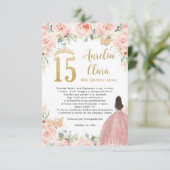 Papillons Floraux bleus Quinceañera Carte de prièr (Debout devant)